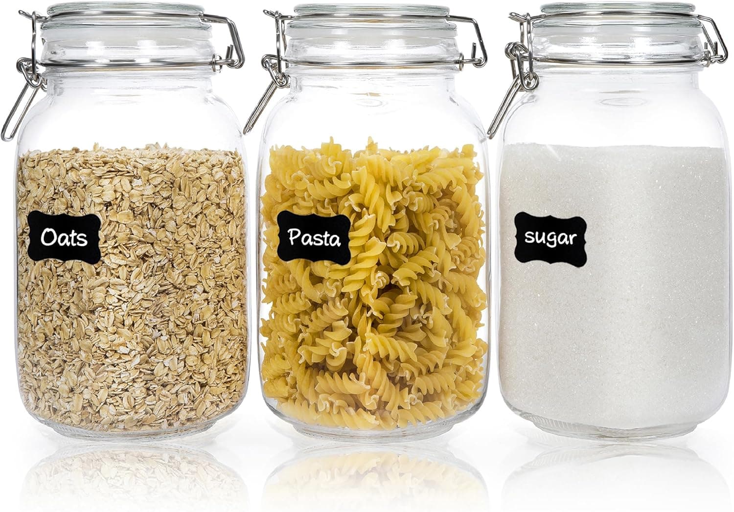 CHEFSTORY 50oz Airtight Glass Jars